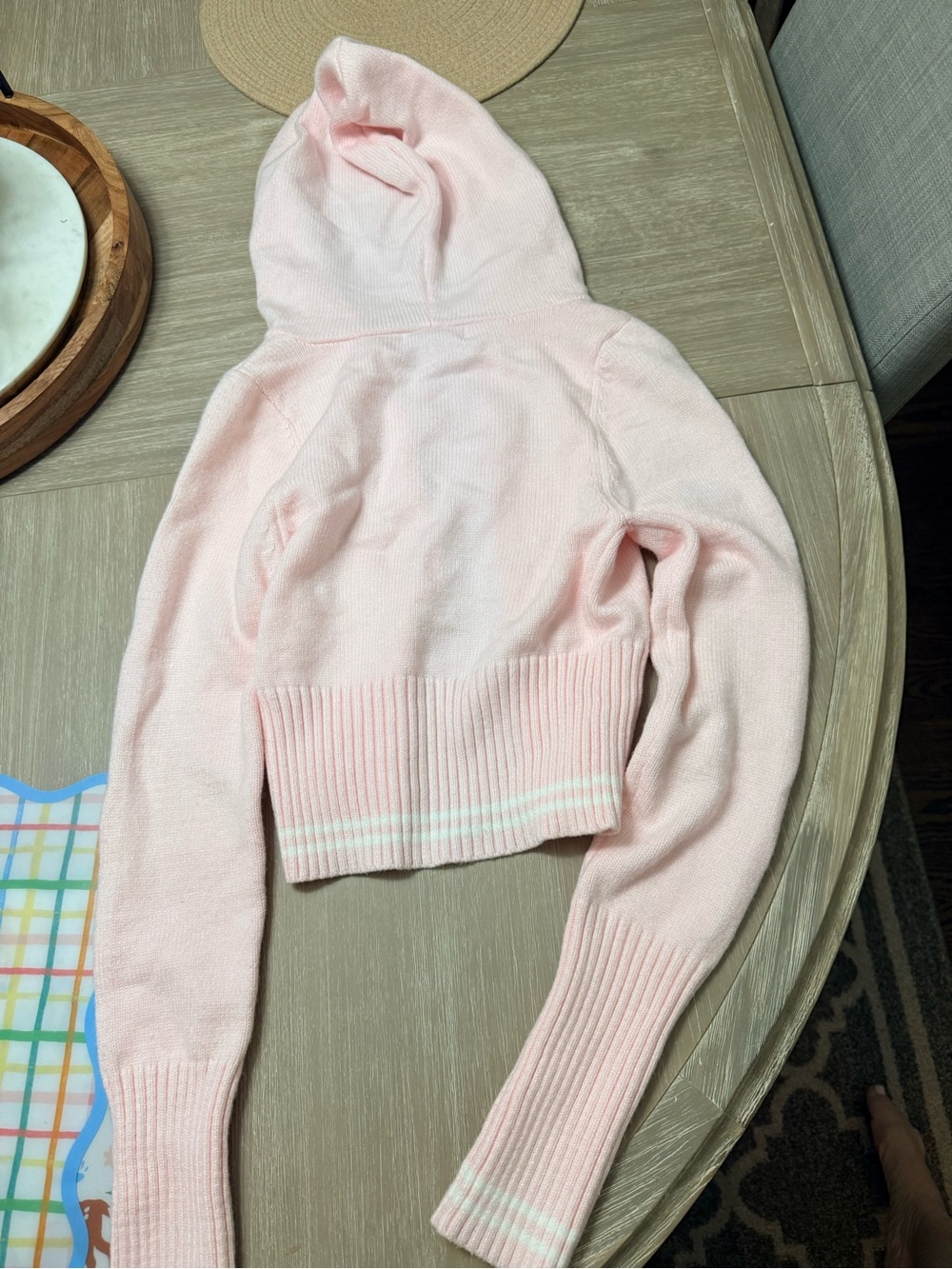 Frankie's Bikinis Pale Pink Cropped Hoodie